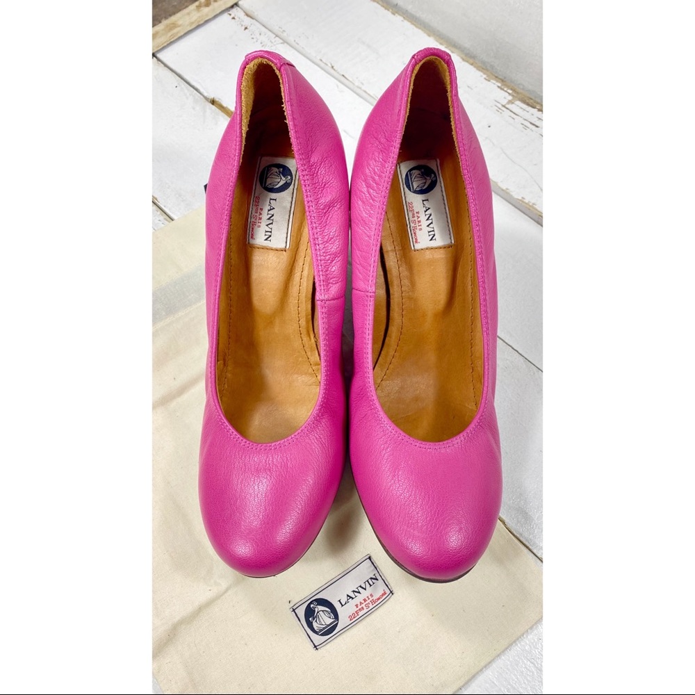 Lanvin Pink Leather Wedges - Picture 6 of 7